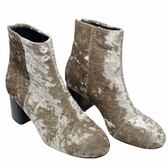 Rag & Bone Drea Crushed Velvet Ankle Zip Boots Dove Beige Sz 5 EU 35 NIB NWT - Picture 2 of 7